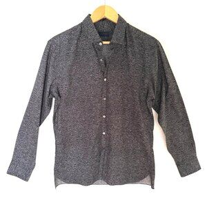 size 43/17 Lanvin Mens Long Sleeve Button-Up Shirt Abstract Pattern Black & Whit